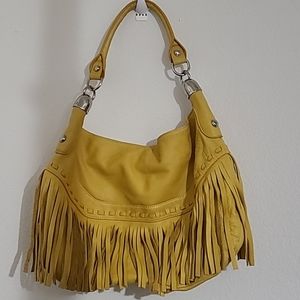 Yellow B Makowsky Fringe Leather Purse